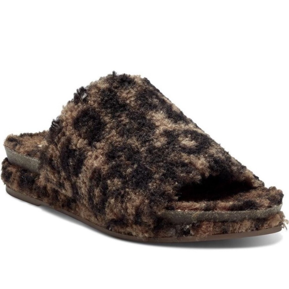 Lucky Brand Gadini Women's Faux Shearling Open Toe Slide Slippers NWT in Box